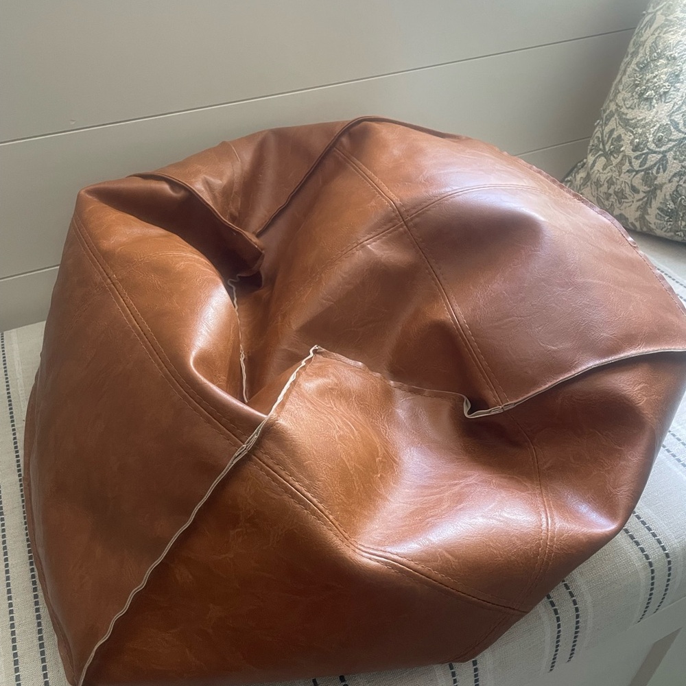 Faux Leather Ottoman UNSTUFFED - Picture 5 of 6